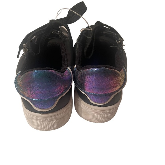 Nina Black Sparkle Front Tie up shoe laces with Size Zippered Shoes Size 1 - Picture 4 of 6